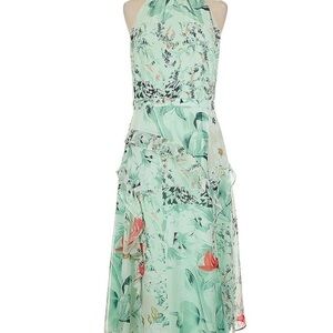 White House Black Market Mint Floral High Low Dress